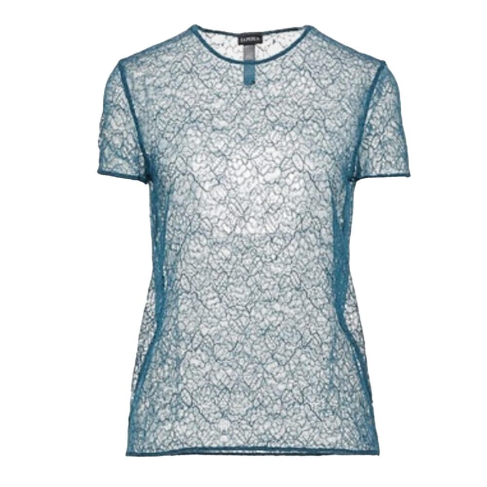 La Perla Blue Lace Short Sleeve Tee